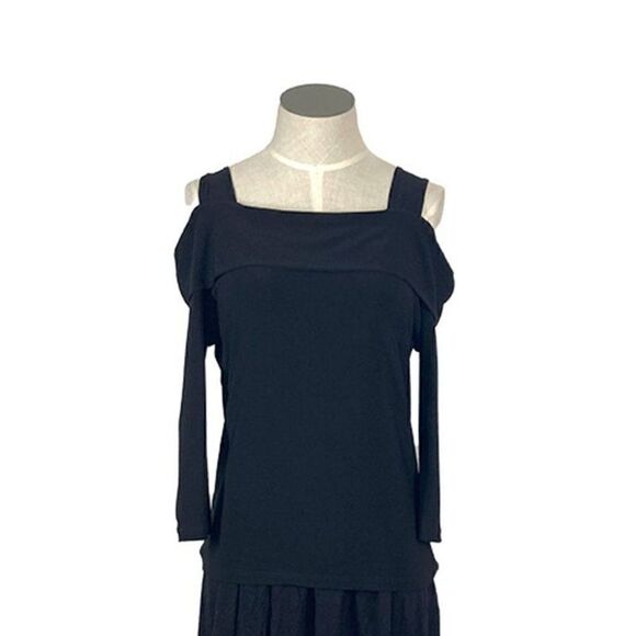 Clara Sun Woo XS Black Cold Shoulder Top Art To Wear Lagenlook - Picture 1 of 7
